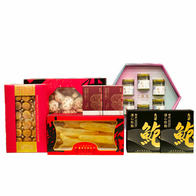 龍昌行 福袋H（花膠,花菇,即食南非鮑X2,元貝,即食燕窩,靈芝粉X2）
